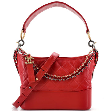 Chanel Gabrielle Hobo with Logo Handle Quilted Aged Calfskin Medium
