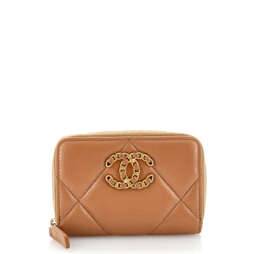 Chanel 19 Zip Coin Purse Quilted Leather
