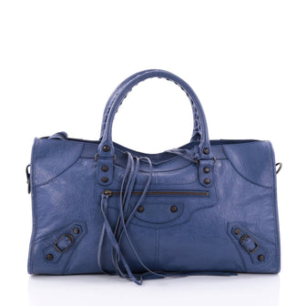  Balenciaga Part Time Classic Studs Handbag Leather Blue 2612203