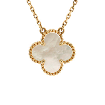 Van Cleef & Arpels Vintage Alhambra Pendant Necklace 18K Yellow Gold and Mother of Pearl