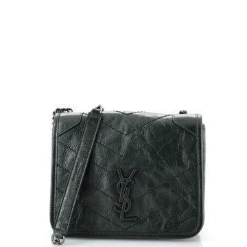 Saint Laurent Niki Chain Wallet Matelasse Chevron Leather