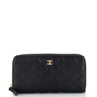 Chanel Zip Around Wallet Quilted Caviar Long