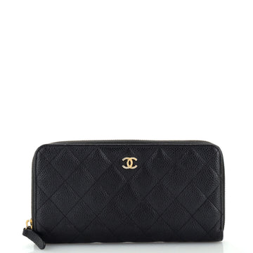 Chanel Zip Around Wallet Quilted Caviar Long