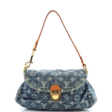 Louis Vuitton Pleaty Handbag Denim Mini