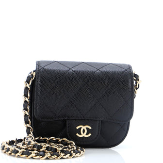 Chanel Classic Square Flap Clutch with Chain Quilted Caviar Mini