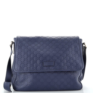 Gucci Flap Messenger Bag Guccissima Leather Large