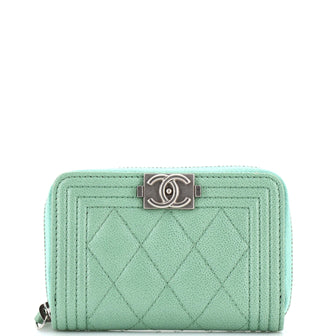 Chanel Boy Zip Coin Purse Quilted Caviar Small