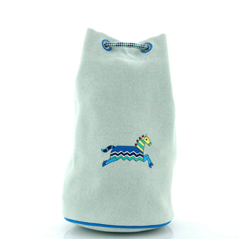 Hermes Epopee Drawstring Duffle Bag Embroidered Canvas