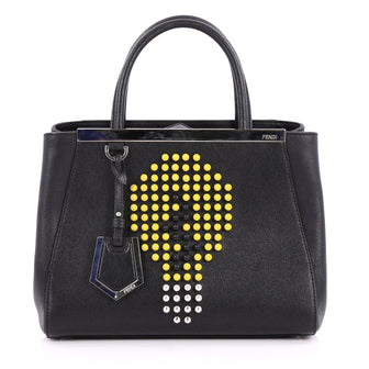 Fendi 2Jours Handbag Studded Leather Petite Black 2614301