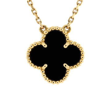 Van Cleef & Arpels Vintage Alhambra Pendant Necklace 18K Yellow Gold and Onyx