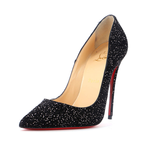 Louboutin Kate Black Glitter Christian Louboutin Black Suede So