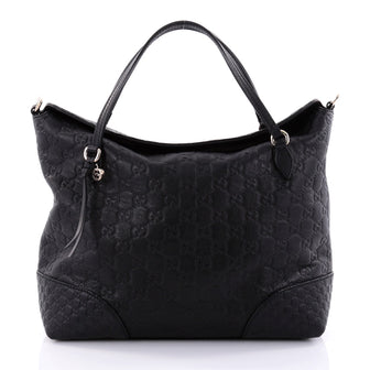 Gucci Bree Convertible Top Handle Bag Guccissima Leather Medium Black 2614501