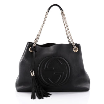 Gucci Soho Chain Strap Shoulder Bag Leather Medium Black 2614502