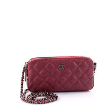 Chanel Double Zip Wallet on Chain Quilted Caviar Red 2614801