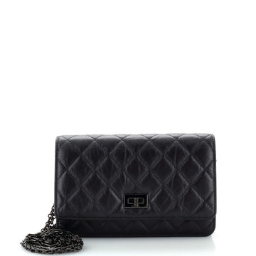 Chanel So Black Reissue 2.55 Wallet on Chain Quilted Aged Calfskin