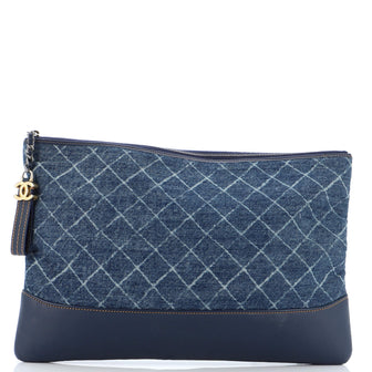 Chanel Gabrielle O Case Clutch Printed Denim Large