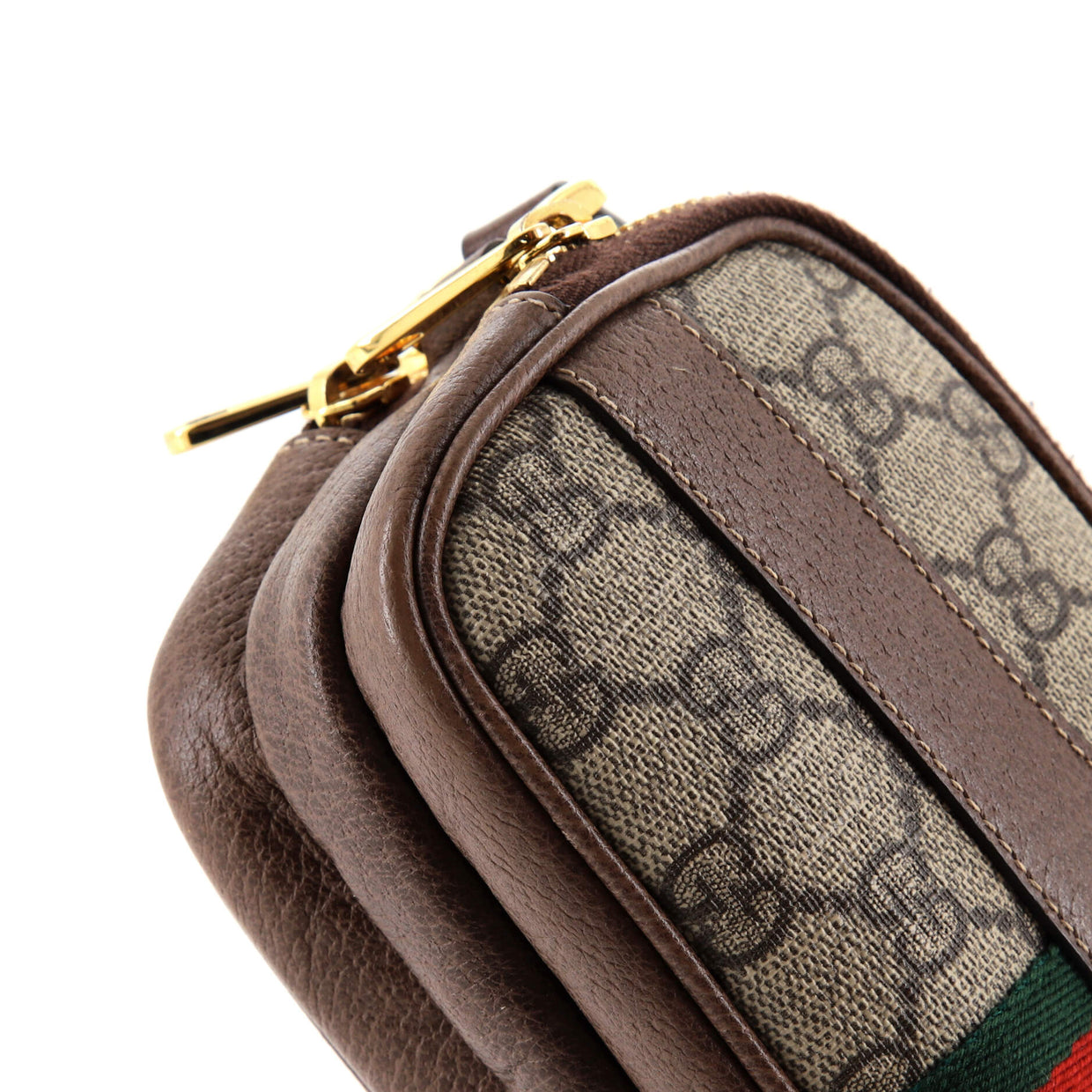 Gucci Ophidia Triple Zip Crossbody Bag GG Coated Canvas Mini Brown 2615261