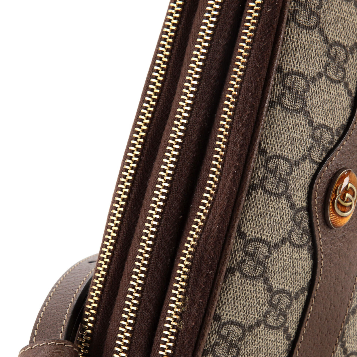 Gucci Ophidia Triple Zip Crossbody Bag GG Coated Canvas Mini Brown 2615261