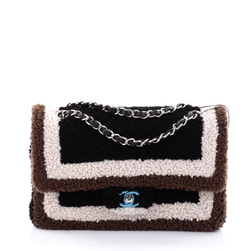  Chanel Classic Double Flap Bag Shearling Medium Brown 2615601