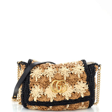 Gucci GG Marmont Flap Bag Raffia Small