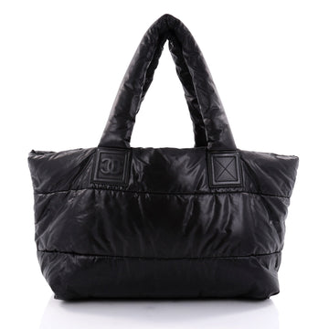  Chanel Coco Cocoon Reversible Tote Quilted Nylon Medium Black 2615702