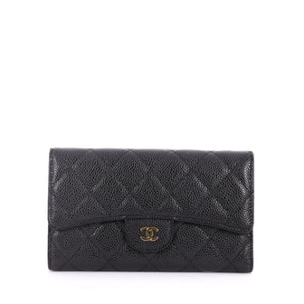 Chanel L Flap Wallet Quilted Caviar Long Black 2616002