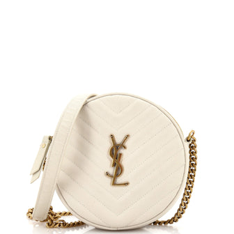 Saint Laurent Vinyle Round Camera Bag Matelasse Chevron Leather