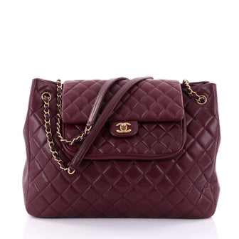 Chanel Classic Flap Shopping Tote Quilted Caviar Large Red 2616301
