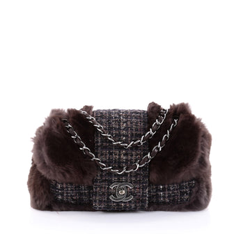 Chanel Fantasy Flap Bag Fur and Tweed Small Purple 2616403