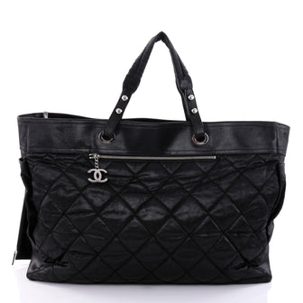  Chanel Biarritz Tote Quilted Coated Canvas XL Black 2616602