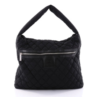 Chanel Coco Cocoon Hobo Quilted Nylon Medium Black 2616603