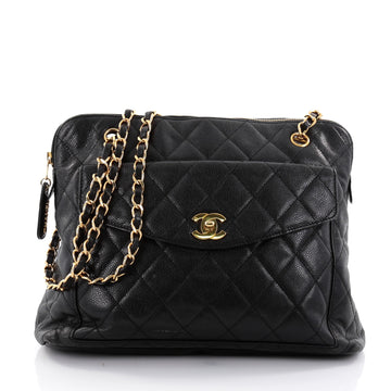 Chanel Vintage Front Pocket Shoulder Bag Quilted Caviar 2617802