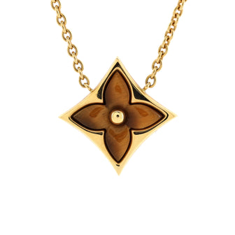 Louis Vuitton Color Blossom Star Pendant Necklace 18K Yellow Gold with Tigers Eye