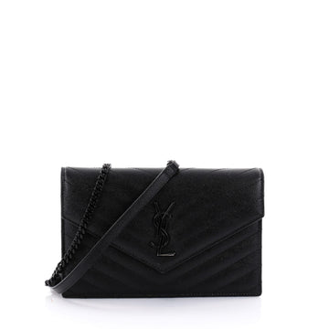 Saint Laurent Classic Monogram Chain Wallet Matelasse black 2618401