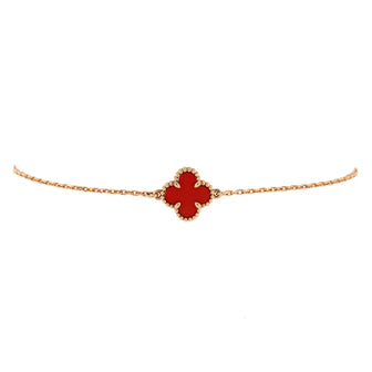 Van Cleef & Arpels Sweet Alhambra Bracelet 18K Rose Gold and Carnelian
