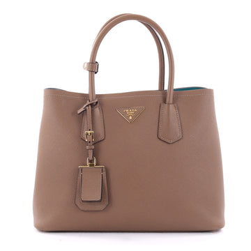 Prada Cuir Double Tote Saffiano Leather Small Brown 2618701