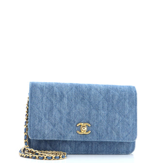 Chanel Pearl Crush Wallet on Chain Quilted Denim