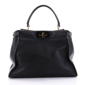 Fendi Peekaboo Handbag Leather Regular Black 2619602