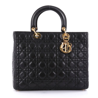 Christian Dior Lady Dior Handbag Cannage Quilt Lambskin Large Black 2619804