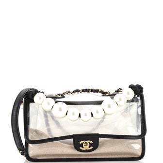 Chanel Sand By The Sea Pearl Flap Bag PVC with Lambskin Medium