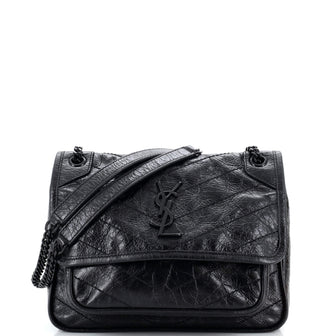 Saint Laurent Niki Chain Flap Bag Matelasse Chevron Leather Baby