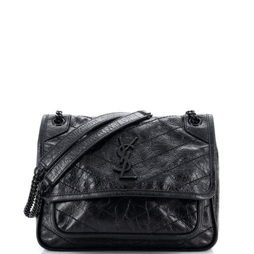 Saint Laurent Niki Chain Flap Bag Matelasse Chevron Leather Baby