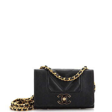Chanel Mademoiselle Vintage Card Holder on Chain Quilted Sheepskin Mini