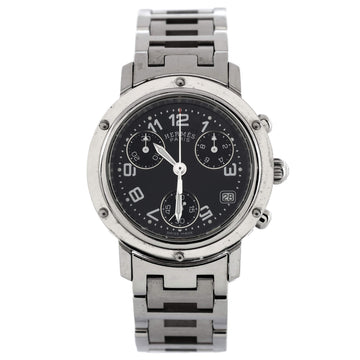 Hermes Clipper Diver Quartz Watch Stainless Steel 28