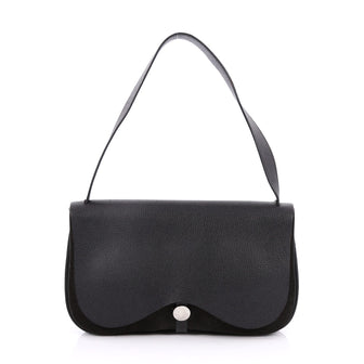 Hermes Colorado Handbag Leather and Toile MM Black 2622101