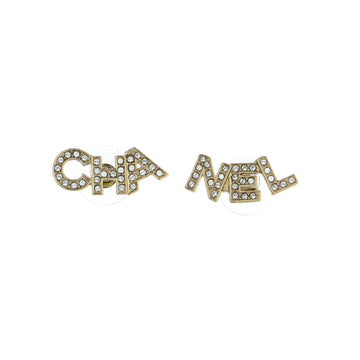 Chanel CHA-NEL Stud Earrings Metal with Crystals