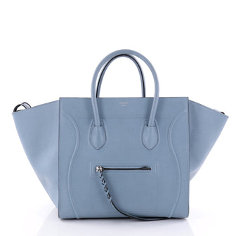 Celine Phantom Handbag Textured Leather Medium Blue 2622301