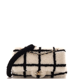 Chanel CC Flap Bag Square Printed Shearling Large