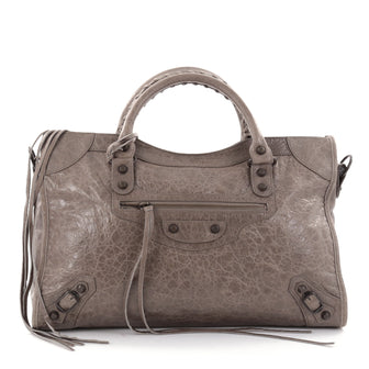 Balenciaga City Classic Studs Handbag Leather Medium Brown 2623002