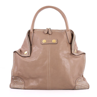 Alexander McQueen De Manta Tote Studded Leather Large Neutral 2623004
